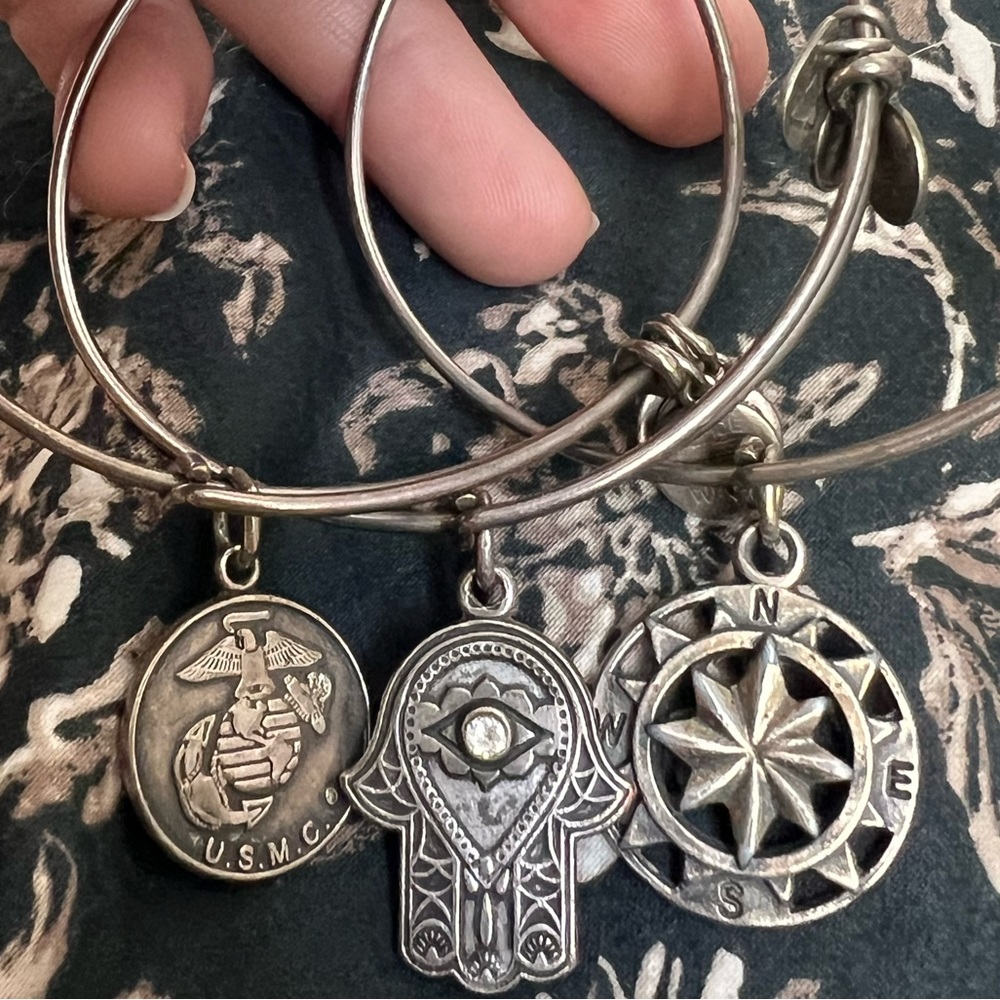 6 Alex and Ani Silver and Gold bracelets